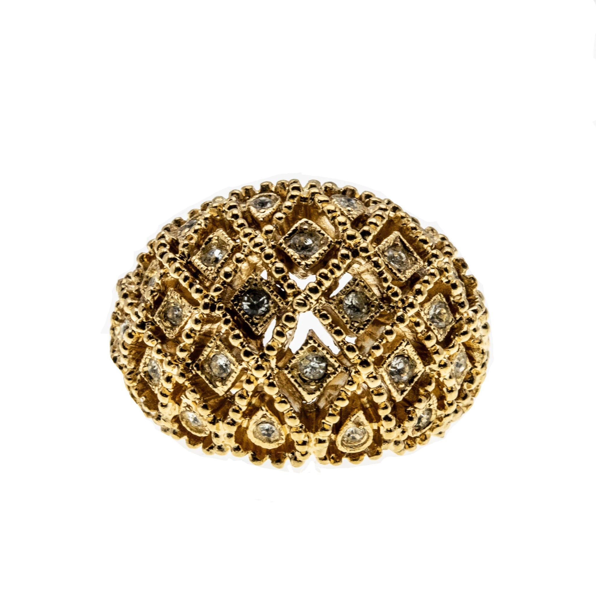 Retro City - Vintage Gold Plated Crystal Rhinestone Ring (VR809)