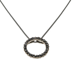 Circle Of Life - Estate Silver Tone Crystal Rhinestone Pendant & Sterling Silver Chain (EP080)