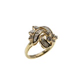 Sparkling Ribbons  - Vintage 14K Gold Natural Diamond Ring (VR1028)