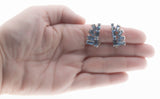Rays Of Blue - Vintage Signed 'Continental' Rhodium Plated Austrian Swarovski Crystal Rhinestone Clip-On Earrings(VE352)