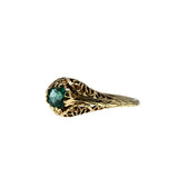 Antique Green - Edwardian 14K Gold Natural Emerald Filigree Ring (EDR088)