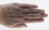 Downton Elegance - Edwardian 18K White Gold Natural 'Old Mine Cut' Diamond Filigree Shield Ring  (EDR089)
