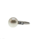Nature's Wonder - Estate Sterling Silver Cultured Freshwater Pearl & CZ Ring (ER278)