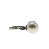 Nature's Wonder - Estate Sterling Silver Cultured Freshwater Pearl & CZ Ring (ER278)