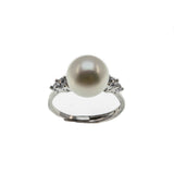 Nature's Wonder - Estate Sterling Silver Cultured Freshwater Pearl & CZ Ring (ER278)