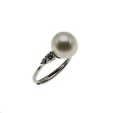 Nature's Wonder - Estate Sterling Silver Cultured Freshwater Pearl & CZ Ring (ER278)