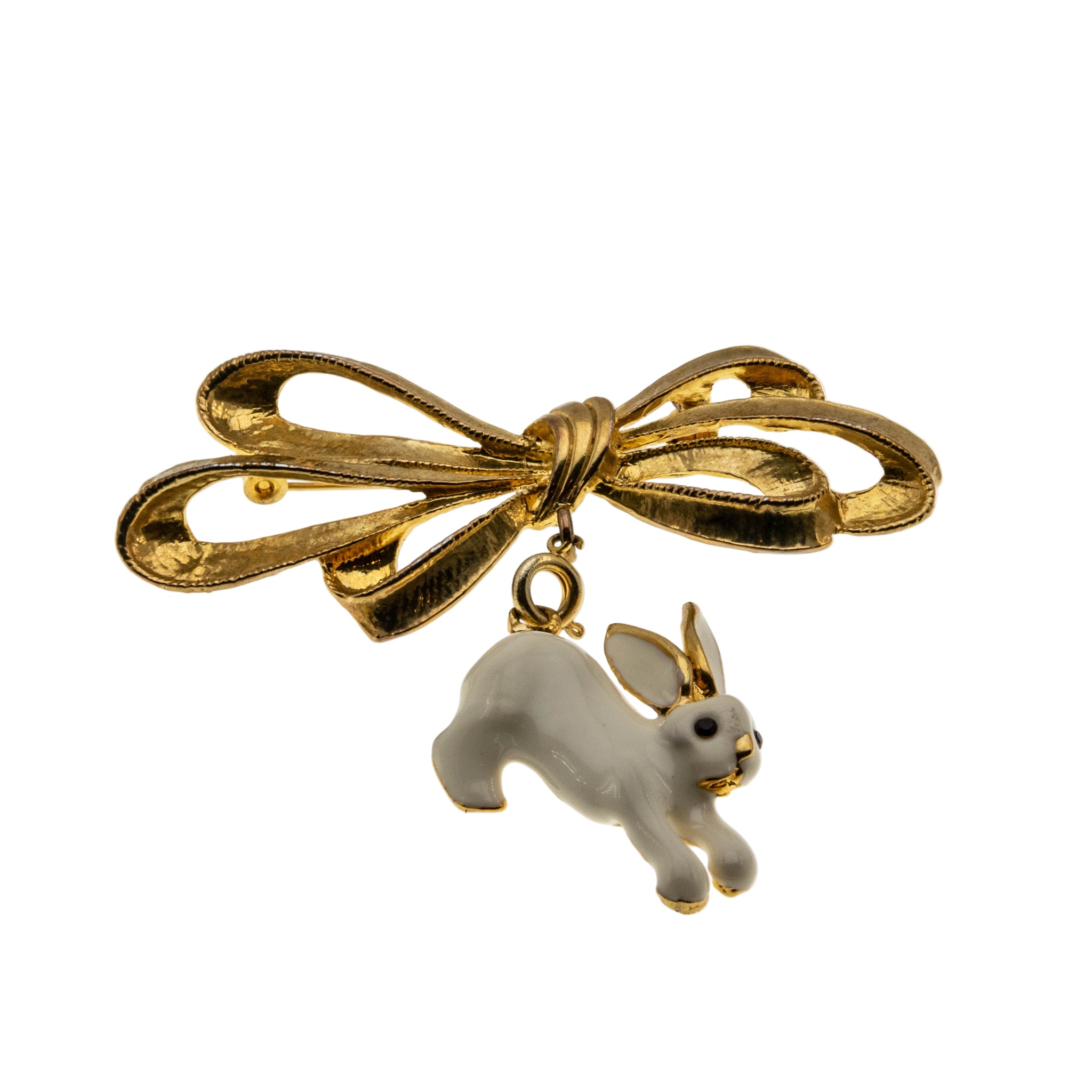 Hopper - Vintage Rare Signed 'Phister' Gold Plated Crystal Rhinestone Enamel  Easter Bunny Rabbit Brooch (VBR312)