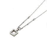 Linear Lines - Estate Art Deco Revival Italian 14K White Gold Diamond Necklace (EN022)