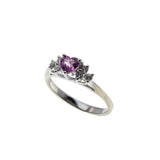 Pink Passion - Vintage Signed 'Cardow' 14K White Gold Natural Pink Sapphire & Diamond Heart Ring (VR1030)