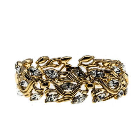 Elegantly You - Vintage Signed 'Trifari' Gold Plated Marquise Austrian Swarovski Crystal Rhinestone Bracelet (VBR207)