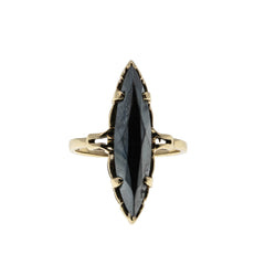 Alaskan Nights - Vintage 10K Gold Natural Black Alaskan Diamond Marquise Ring (VR1031)