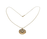 Sparkling Sentiment - Edwardian 14K Gold Natural Diamond Engraved Locket Pendant & 10K Gold Chain (EDP030)