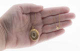 Sparkling Sentiment - Edwardian 14K Gold Natural Diamond Engraved Locket Pendant & 10K Gold Chain (EDP030)