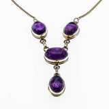 Plums & Violets - Estate Sterling Silver Cabochon Amethyst Necklace (EN023)