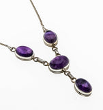 Plums & Violets - Estate Sterling Silver Cabochon Amethyst Necklace (EN023)