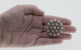 Pearl Elegance - Vintage Signed 'Sarah Coventry' Silver Tone Pearl Crystal Rhinestone Brooch (VBR314)
