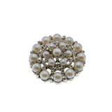 Pearl Elegance - Vintage Signed 'Sarah Coventry' Silver Tone Pearl Crystal Rhinestone Brooch (VBR314)