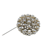 Pearl Elegance - Vintage Signed 'Sarah Coventry' Silver Tone Pearl Crystal Rhinestone Brooch (VBR314)