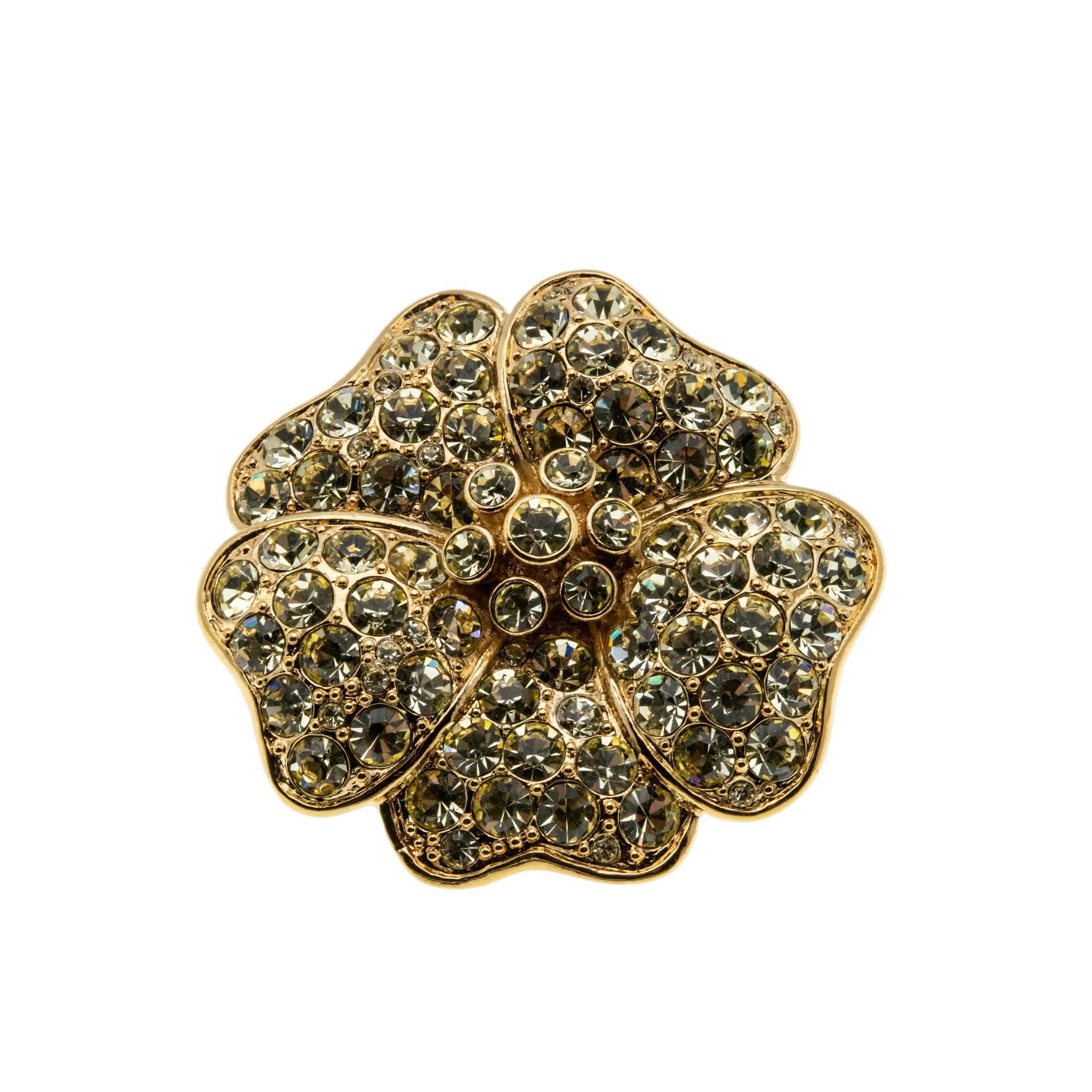 Sparkling Flower - Vintage Signed 'MONET' Gold Plated Austrian Swarovski Crystal Rhinestone Brooch (VBR316)
