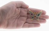 Jewelled Butterfly - Vintage Signed 'Weekenders' Gold Plated Austrian Swarovski Crystal Rhinestone Brooch (VBR317)