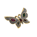Jewelled Butterfly - Vintage Signed 'Weekenders' Gold Plated Austrian Swarovski Crystal Rhinestone Brooch (VBR317)