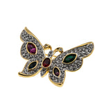 Jewelled Butterfly - Vintage Signed 'Weekenders' Gold Plated Austrian Swarovski Crystal Rhinestone Brooch (VBR317)
