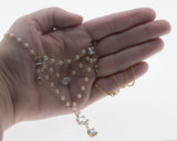 Sea Breeze - Vintage Edwardian Revival  Italian 14K Gold Natural Aquamarine & Japanese Akoya Ocean Pearl Festoon Necklace (VN233)