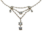 Sea Breeze - Vintage Edwardian Revival  Italian 14K Gold Natural Aquamarine & Japanese Akoya Ocean Pearl Festoon Necklace (VN233)