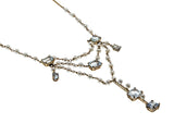 Sea Breeze - Vintage Edwardian Revival  Italian 14K Gold Natural Aquamarine & Japanese Akoya Ocean Pearl Festoon Necklace (VN233)