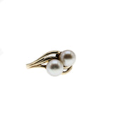 Toi Et Moi - Vintage 10K Gold Cultured Pearl Bypass Ring (VR813)