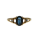 Indigo Blue - Vintage 18K Gold Natural Blue Sapphire & Diamond Ring (VR1037)
