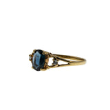 Indigo Blue - Vintage 18K Gold Natural Blue Sapphire & Diamond Ring (VR1037)