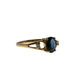 Indigo Blue - Vintage 18K Gold Natural Blue Sapphire & Diamond Ring (VR1037)
