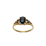 Indigo Blue - Vintage 18K Gold Natural Blue Sapphire & Diamond Ring (VR1037)