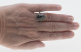 Drama Queen - Estate Sterling Silver Black Crystal & CZ Cluster Ring (ER281)