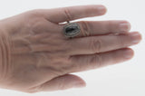 Drama Queen - Estate Sterling Silver Black Crystal & CZ Cluster Ring (ER281)