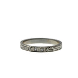 On This Day In 1925 - Art Deco 18K White Gold Natural Diamond Engraved Wedding Band Ring (ADR291)