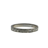 On This Day In 1925 - Art Deco 18K White Gold Natural Diamond Engraved Wedding Band Ring (ADR291)