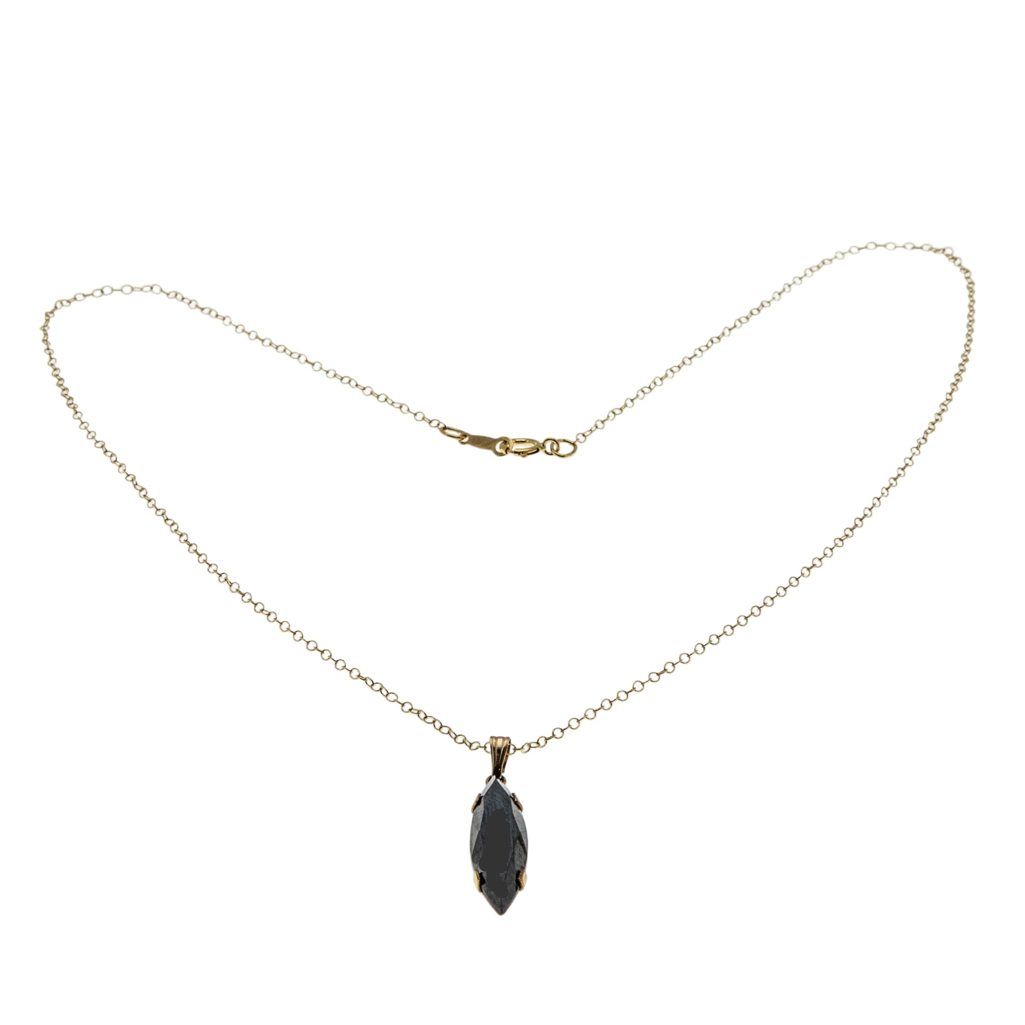 Sleek & Elegant - Vintage 14K Gold Fill Natural Black Alaskan Diamond Pendant & Chain (VP260)
