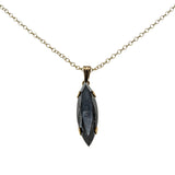 Sleek & Elegant - Vintage 14K Gold Fill Natural Black Alaskan Diamond Pendant & Chain (VP260)