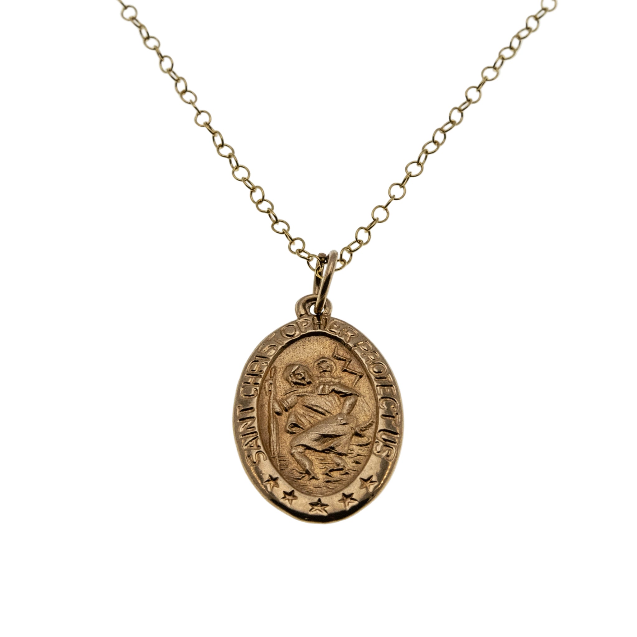 The Protected Traveller - Vintage 10K Gold Saint Christopher Pendant & 14K Gold Fill Chain (VP261)