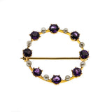 Lilac Wreath - Victorian 14K Gold Amethyst & Natural Pearl Brooch (VICBR020)