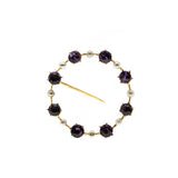 Lilac Wreath - Victorian 14K Gold Amethyst & Natural Pearl Brooch (VICBR020)