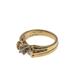 Glittering Bow - Vintage 14K Gold Natural Diamond Wedding Ring Set (VR1044)