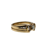Glittering Bow - Vintage 14K Gold Natural Diamond Wedding Ring Set (VR1044)