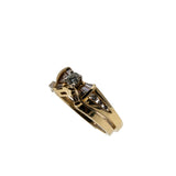 Glittering Bow - Vintage 14K Gold Natural Diamond Wedding Ring Set (VR1044)