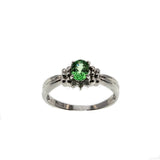 Earth's Song - Vintage Platinum Green Garnet & Diamond Ring (VR819)
