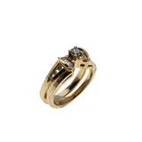 Glittering Bow - Vintage 14K Gold Natural Diamond Wedding Ring Set (VR1044)