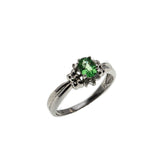 Earth's Song - Vintage Platinum Green Garnet & Diamond Ring (VR819)