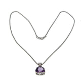 Striking - Estate Sterling Silver Amethyst Solitaire Pendant & Chain (EP056)